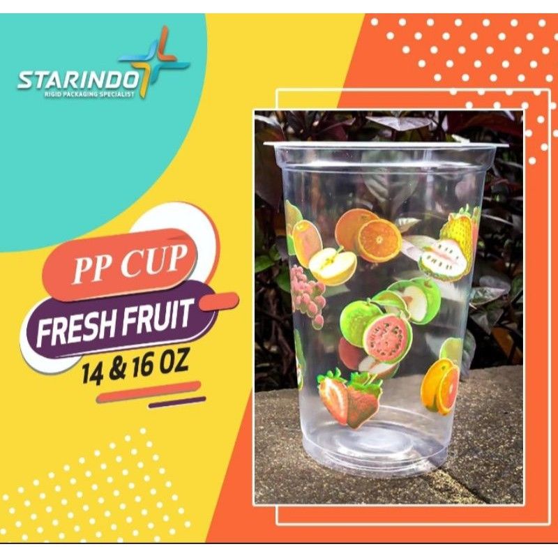 Jual Gelas Plastik Starindo Sablon Buah Fresh Fruit 14 And 16 Oz Starindo Gelas Pop Ice 6780