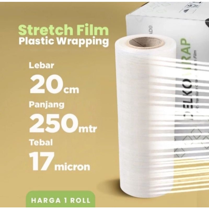 Jual Plastik Wrapping Barang 20x250 Stretch Film Delkowrap | Shopee ...