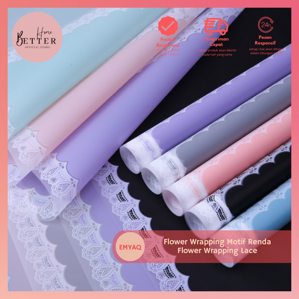Jual Better Home - [5 LEMBAR] Flower Wrapping Lace Frame Kertas Bucket ...