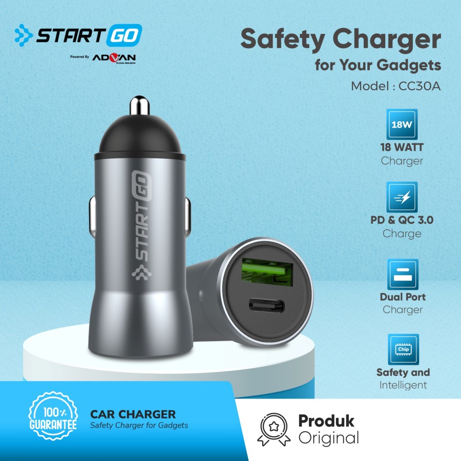 Jual STARTGO Mobil/Car Charger Fast Charging 2 Port USB A&C 3 Ampere ...