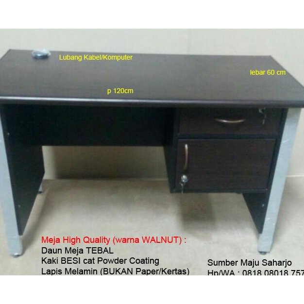 Jual Meja Kantor Kerja Biro Kaki Besi Print Ods Walnut Murah