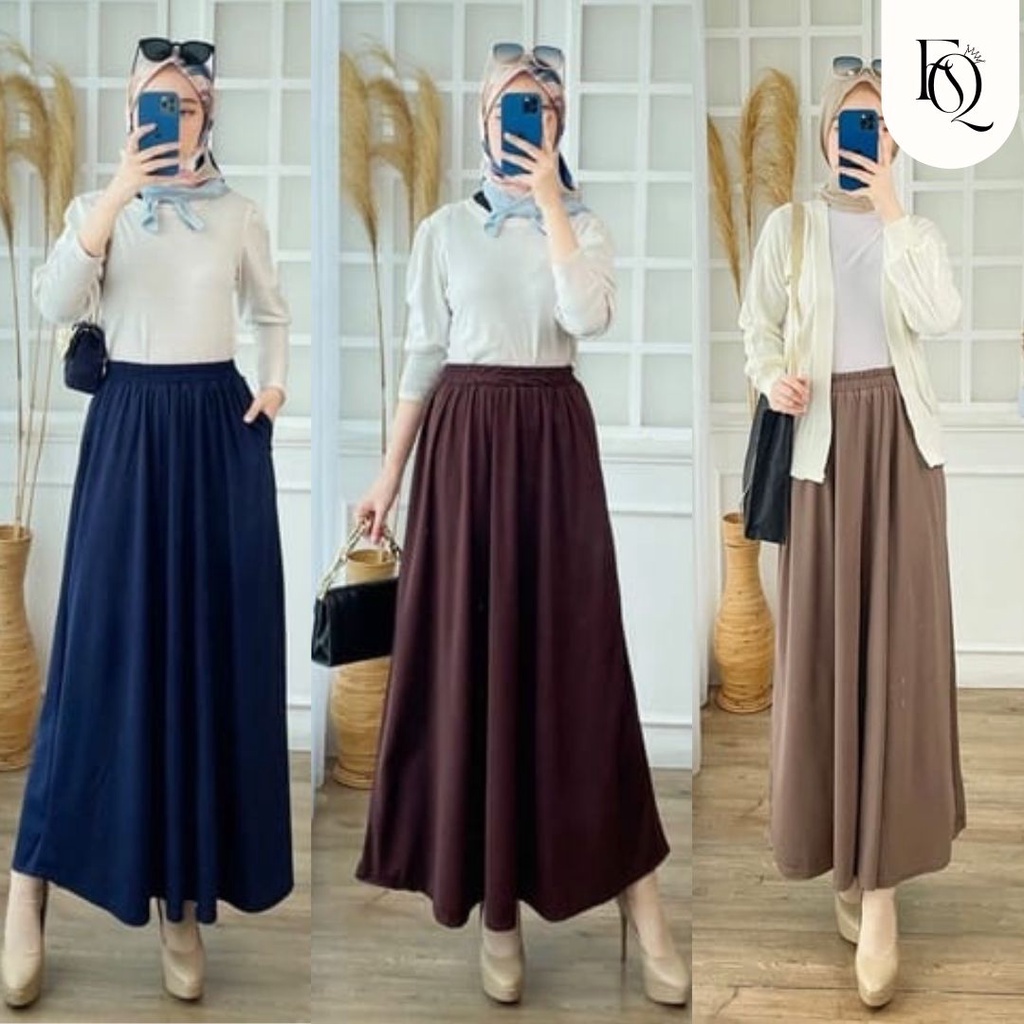 Jual ROK POLOS SAKU FLOWY DEWASA PREMIUM JUMBO / ROK POLOS WANITA / ROK ...