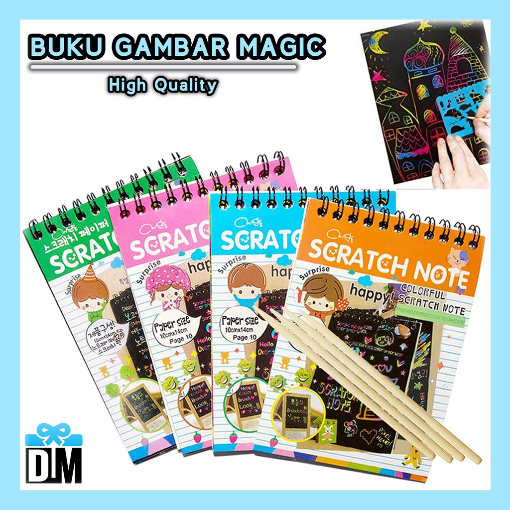 Jual Buku Magic Scratch Note Mini Buku Gambar Mini Ajaib Magic Rainbow ...