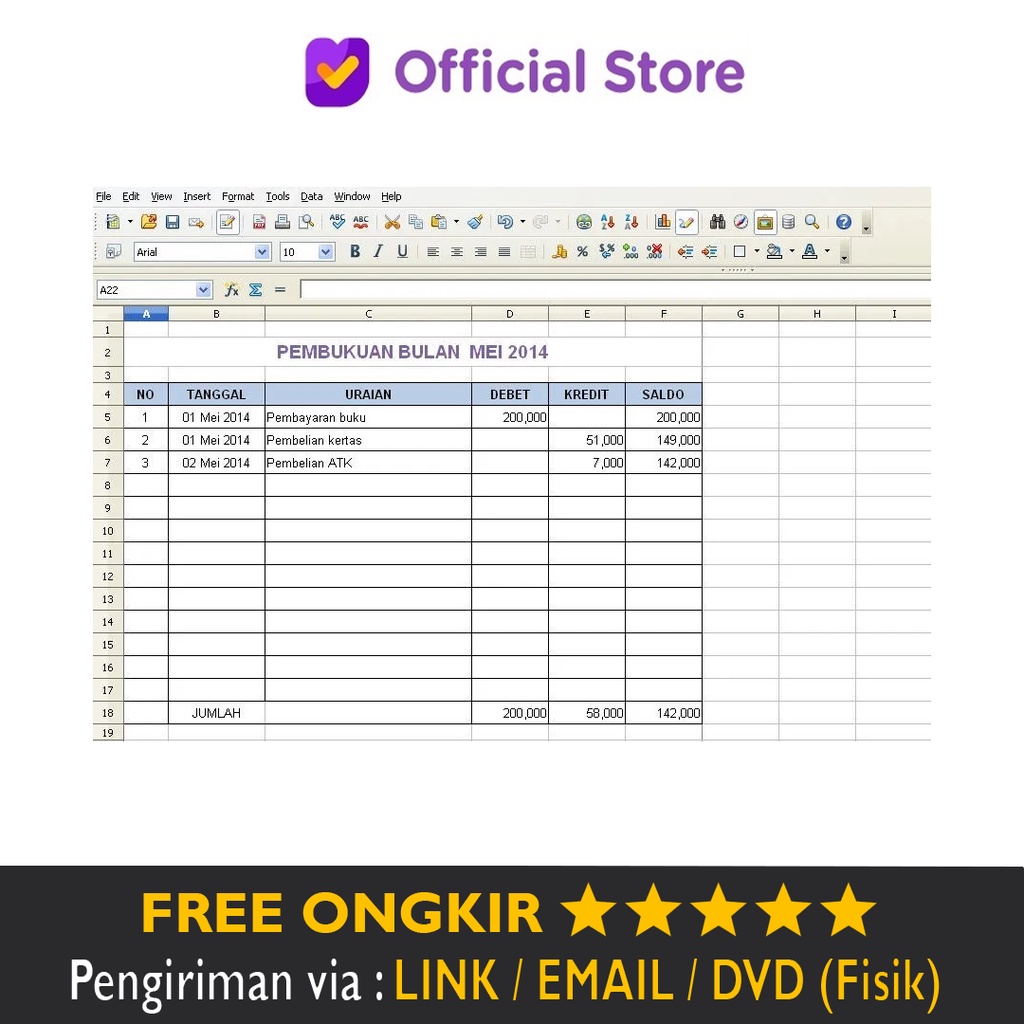Jual Paket Template Ms Microsoft Excel Laporan Keuangan Pembukuan