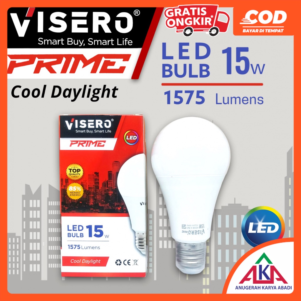 Jual Bohlam Lampu LED VISERO PRIME 15W SNI Hemat Energi Cool Daylight ...