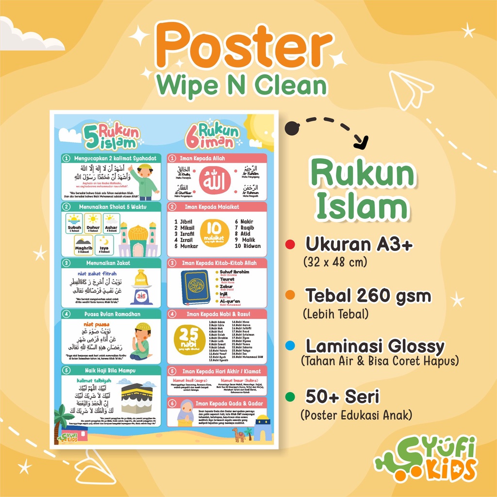 Jual Yufikids-Poster Rukun Islam dan Rukun Iman | Shopee Indonesia