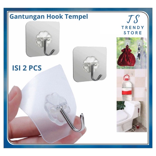 Jual Gantungan Hook Tempel Transparan Dinding Multifungsi Besi Isi PCS Shopee Indonesia