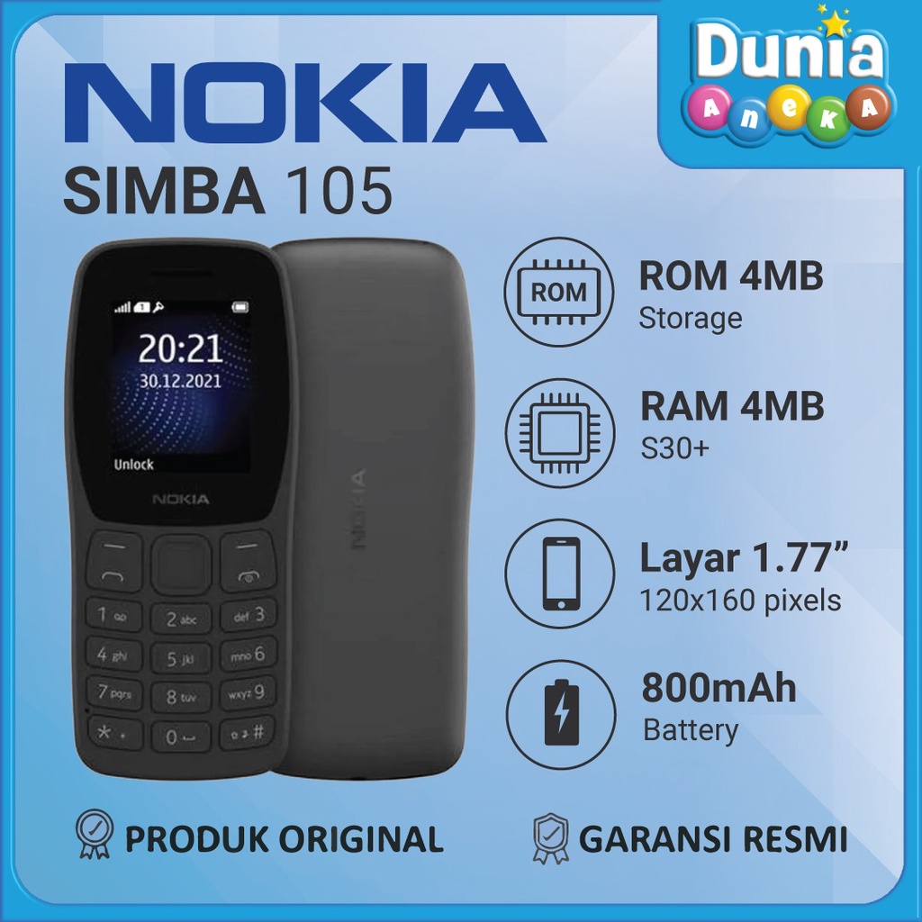 Jual NOKIA 105 SIMBA 2022 BERGARANSI RESMI DAN ORIGINAL | Shopee Indonesia