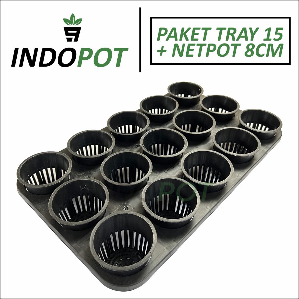 Paket Tray 15 Hole + Netpot 8cm Paket Tray Hidroponik Tanaman Tray Anggrek