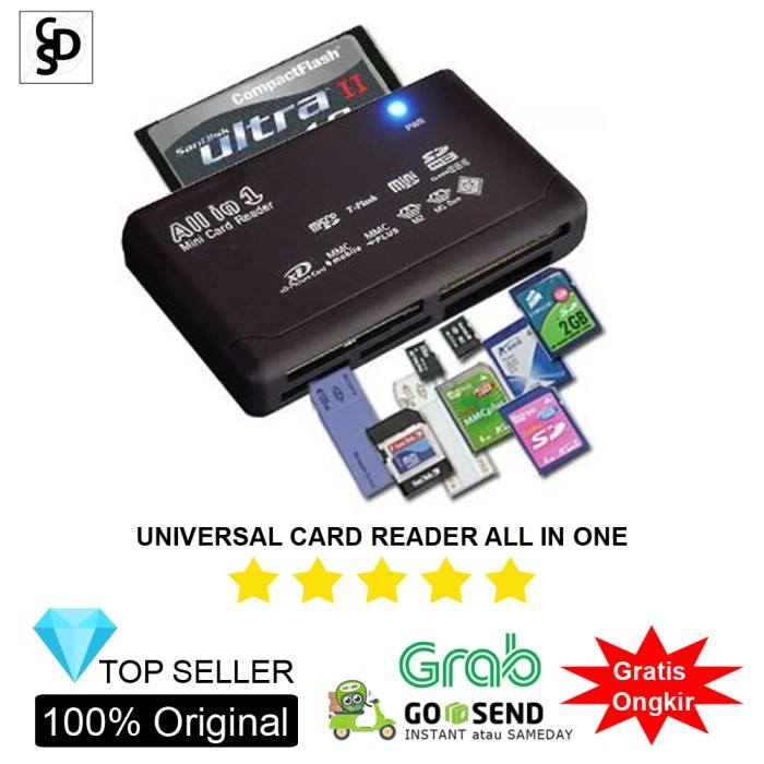 Vhbw Lettore Di Schede All-In-One – USB Con Cavo Mini-USB, Compatibile Con SD, Micro SD, CF, M2 E Molte Altre
