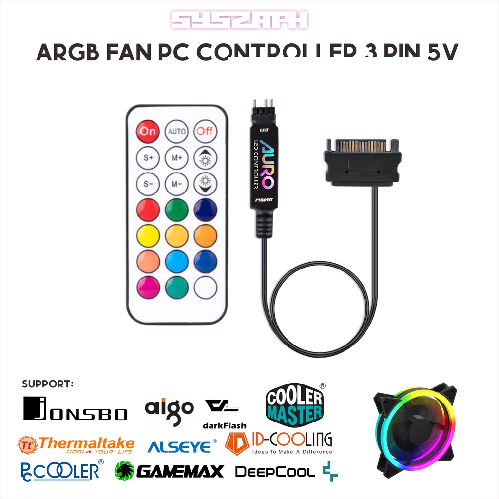 Jual ARGB Fan PC Controller Wireless Remote RF14 Molex 5v LED Strip 3 ...