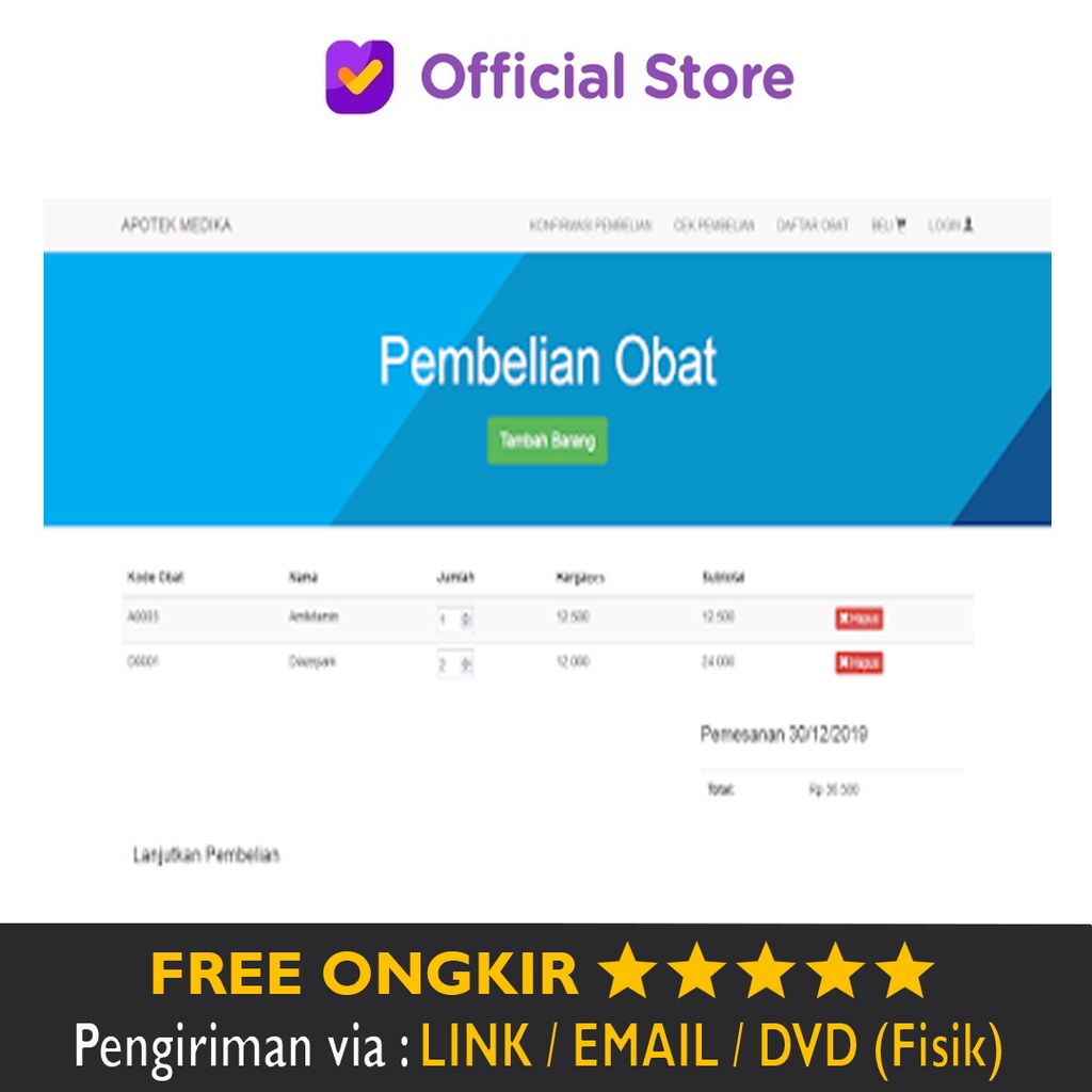 Jual Source Code Aplikasi Apotik Apotek Klinik Berbasis Web Php Siap Pakai Shopee Indonesia 5983