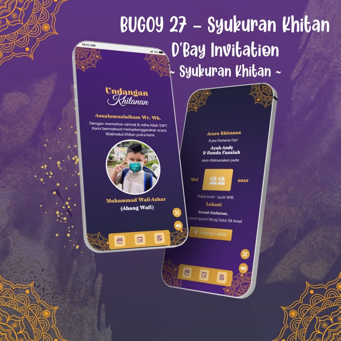 Jual Undangan Digital Website Khitanan Tema Purple Dengan Foto Atau