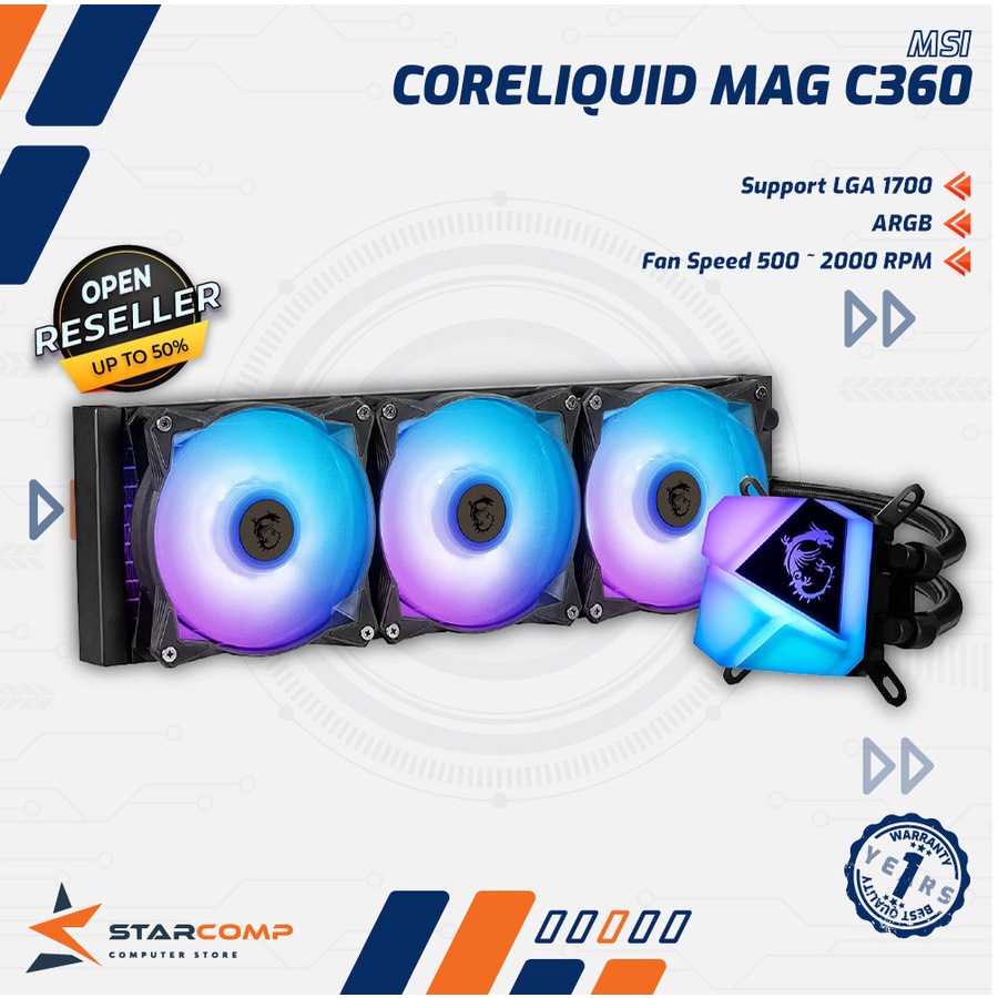 Jual MSI MAG CORELIQUID C360 | ARGB All In One Liquid Cooling 360mm ...