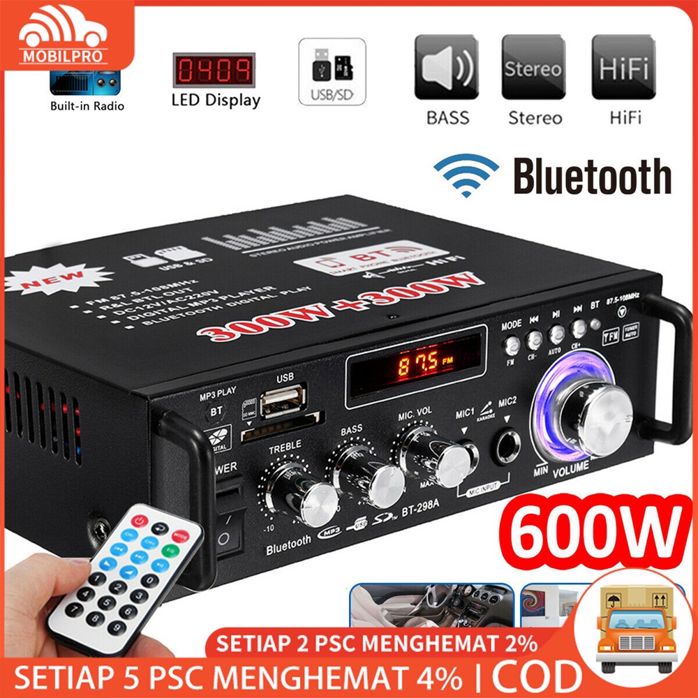 Jual BAYAR DI TEMPAT POWER AMPLIFIER BLUETOOTH SUBWOOFER 600WATT LED ...