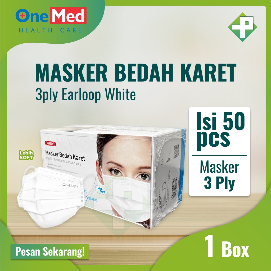 Jual Masker Bedah OneMed 3 Ply Earloop / Masker Medis Karet Isi 50s ...