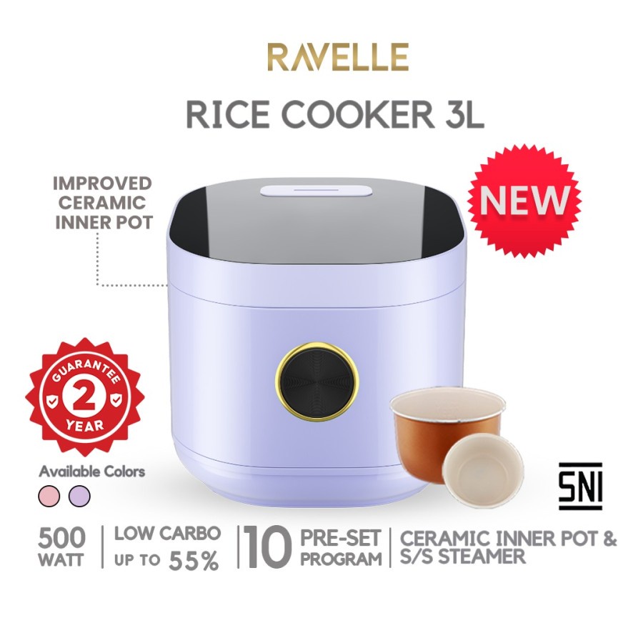 Jual RICE COOKER LOW CARBO RAVELLE DIGITAL isi 3L (1.2L Nasi) Shopee Indonesia