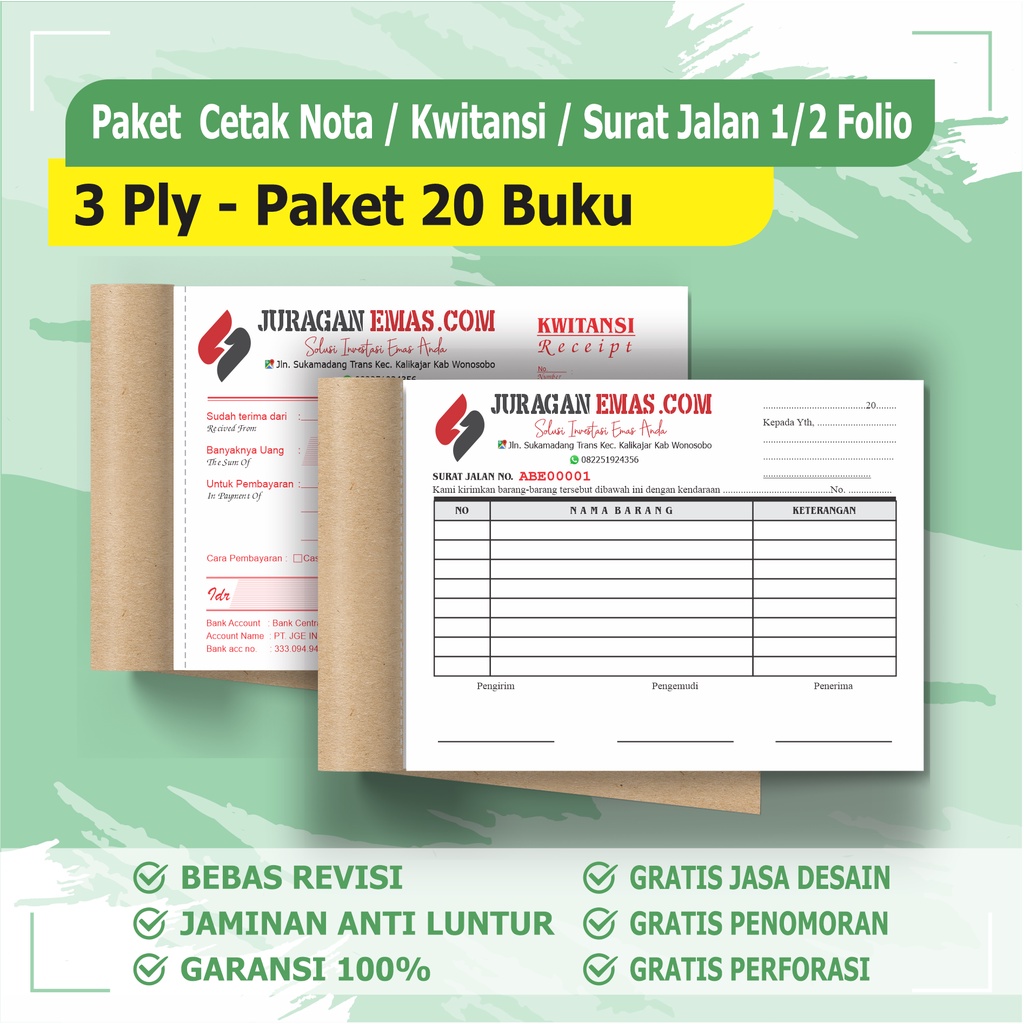 Jual Cetak Nota Custom Ply Paket Buku Rangkap Rim Nota Custom Surat Jalan Custom