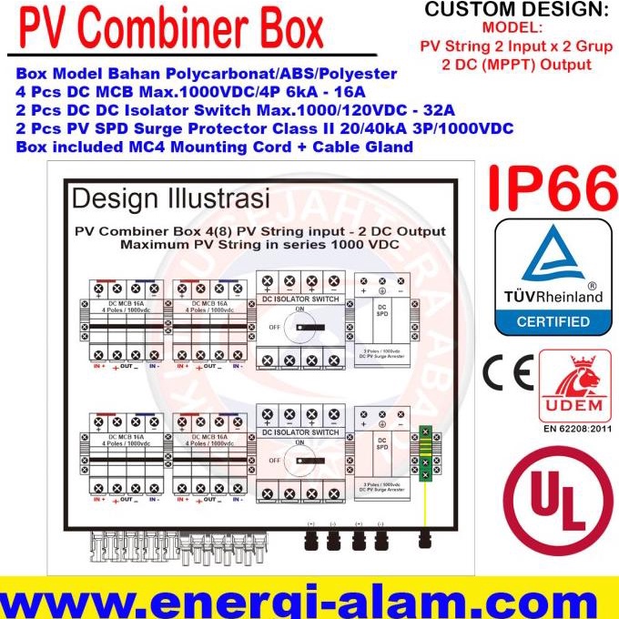 Jual Custom Design - Pv Combiner Box 4 Pv In (2 Grup)/ 2 Dc Mppt / Non ...