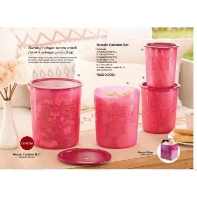 Jual TUPPERWARE MOSAIC CANISTER SET TOPLES KUE LEBARAN YH54634UJ ...