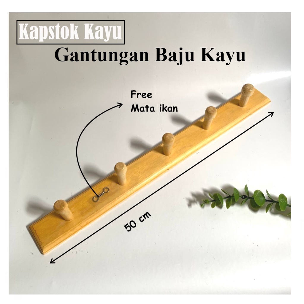 Jual Kapstok Kayu 5 kait minimalis Gantungan Baju kayu hook cantolan
