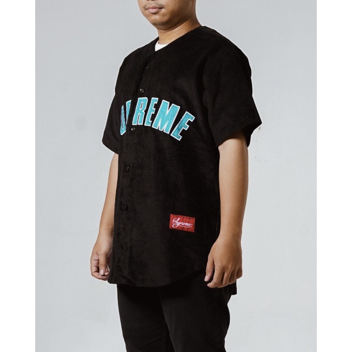 Jual Supreme Corduroy Baseball Jersey Black - 62388 | Shopee Indonesia