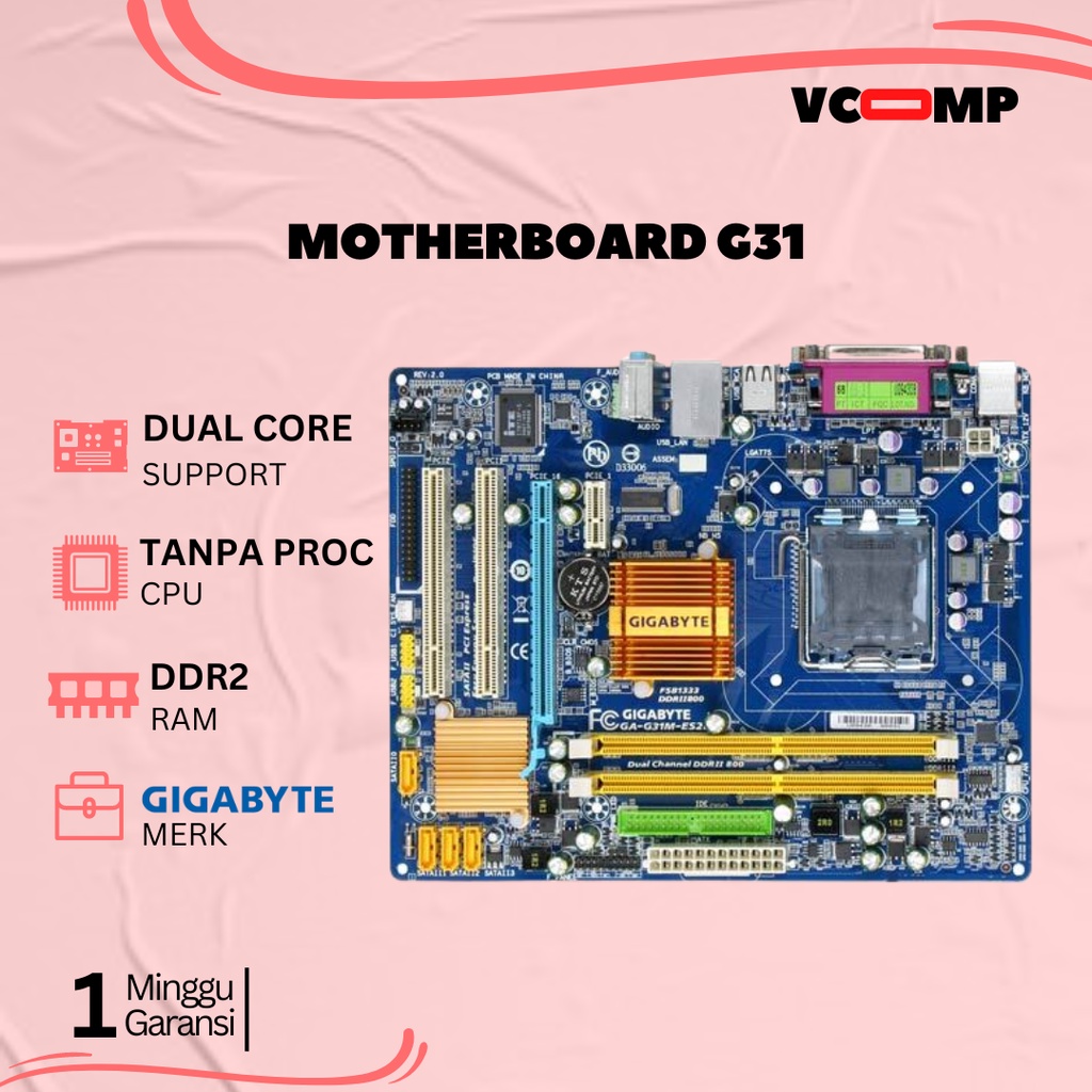 Jual MOTHERBOARD G31MES2L DDR2 (GIGABYTE) Shopee Indonesia