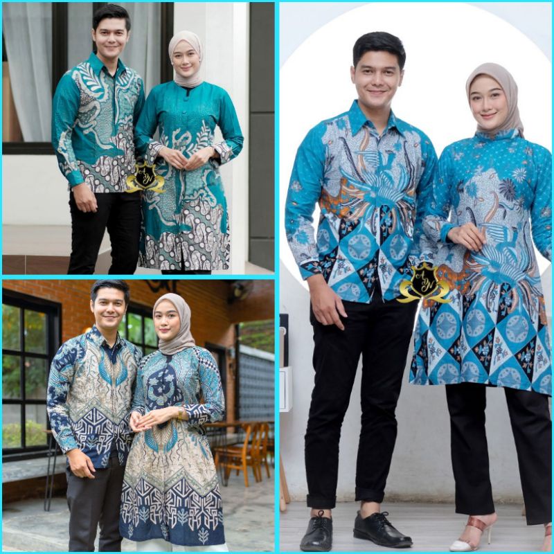 Jual SERAGAM BATIK COUPLE WARNA HIJAU BIRU TOSKA | Shopee Indonesia