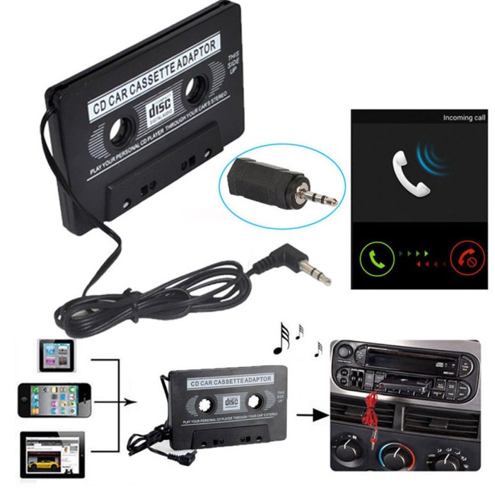 Tebru Car Cassette Adapter,Car Stereo Cassette Tape Adapter CD MD MP3 MP4  Player to 3.5mm Aux Audio for Mobile Phone, Tape Player