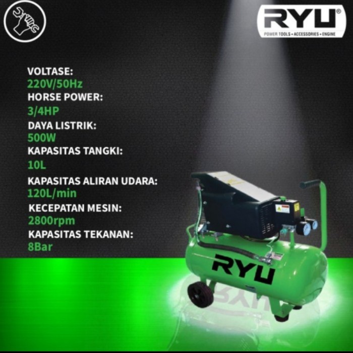 Jual RYU RCP 75-1 kompresor angin 0.75 hp compressor ryu 10 liter rcp75 ...