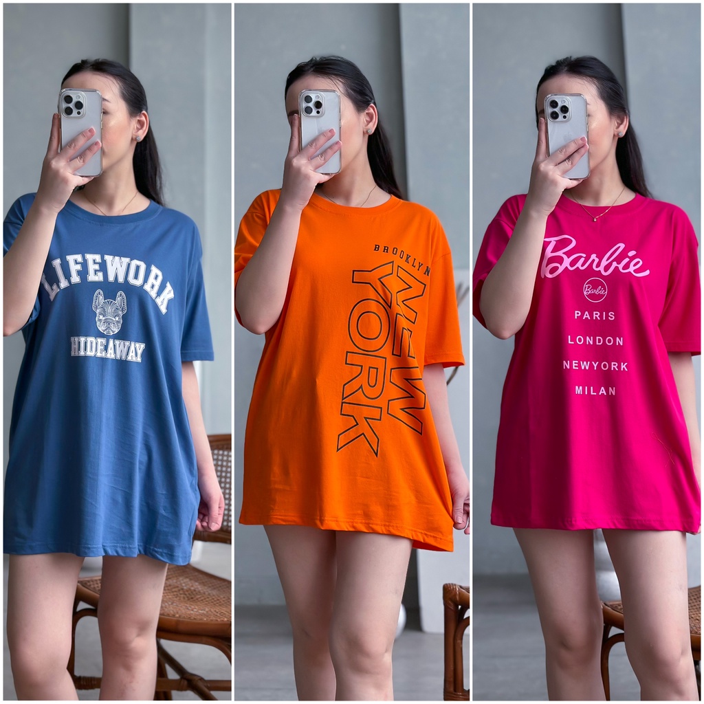 Jual Kaos Oversized Wanita Lengan Pendek Bahan Katun Motif Tumblr