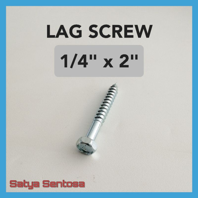 Jual Lag Screw 1/4" x 2" / Deskrup Skrup Dek Moon Lion 1/4" x 2" Kunci
