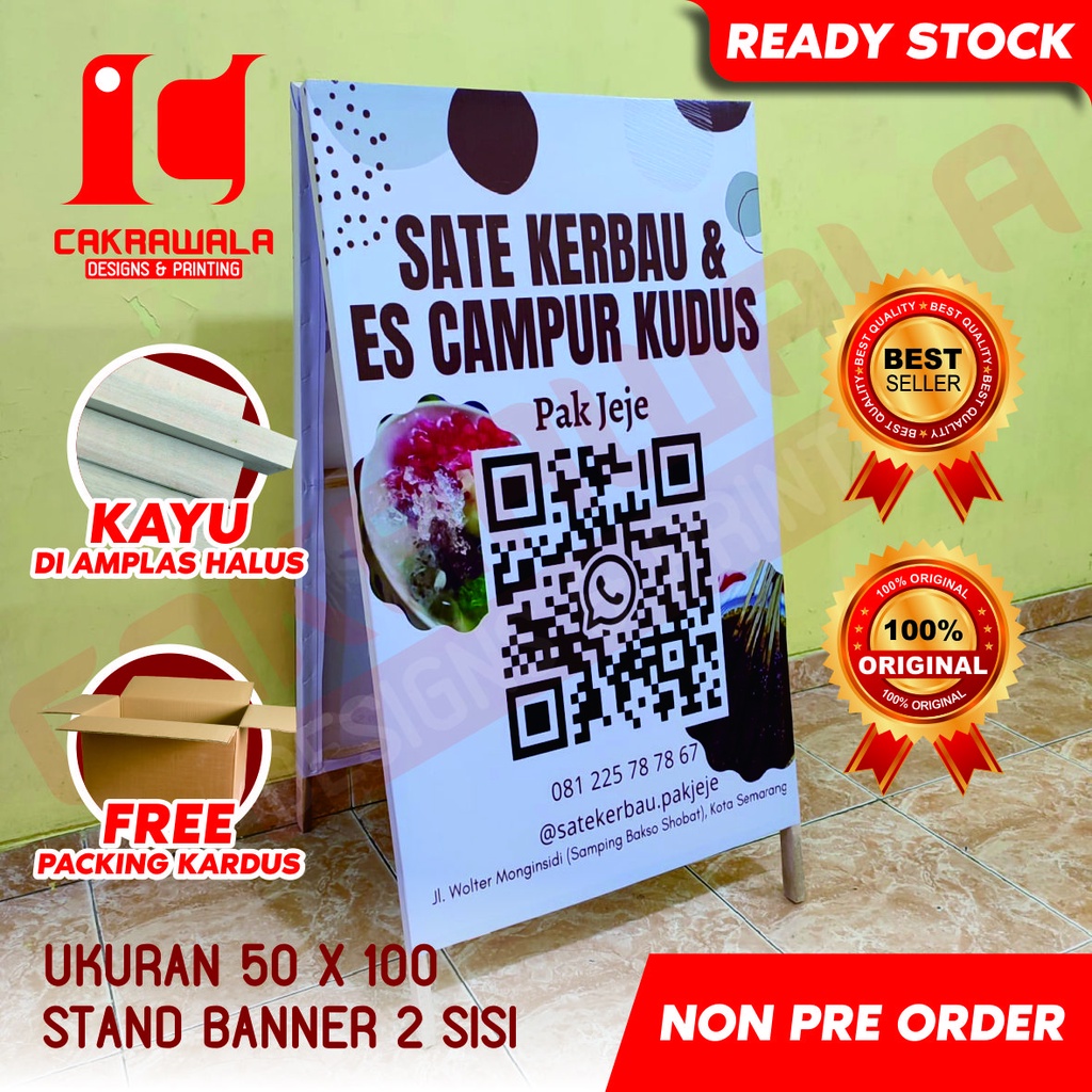 Jual Stand Banner Kayu Es Campur Kudus Ste Kerbau Ukuran X