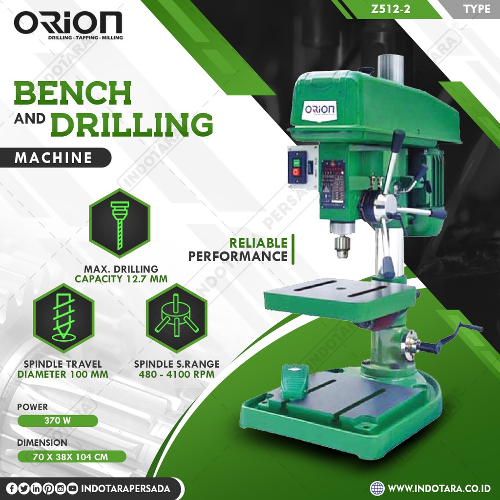 Jual Mesin Bor Duduk Orion Industrial Bench Drill Z5122 Shopee Indonesia