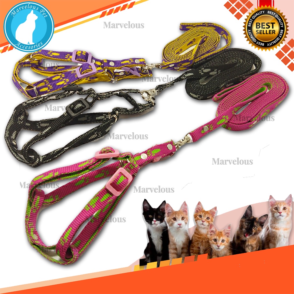 Jual Harness Kucing Anjing / Tali Kucing Harness Motif Tapak Kaki