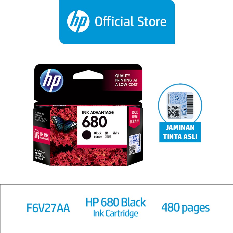 Jual Tinta Printer Original HP Ink Catridge 680 Black F6V27AA | Shopee ...