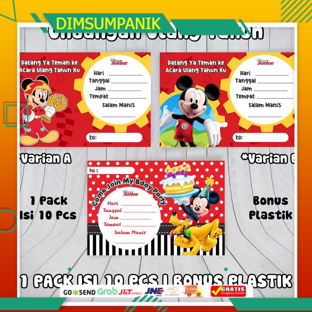 Jual Undangan Ulang Tahun Tikus Mouse Mickey Polos | Shopee Indonesia