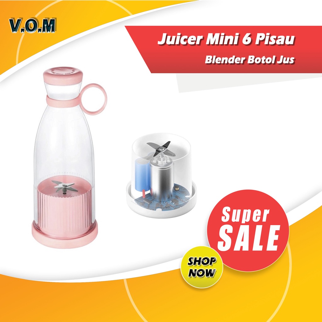Jual Juicer Cup Blender Portable Juicer Mini 6 Pisau Blender Botol Jus ...