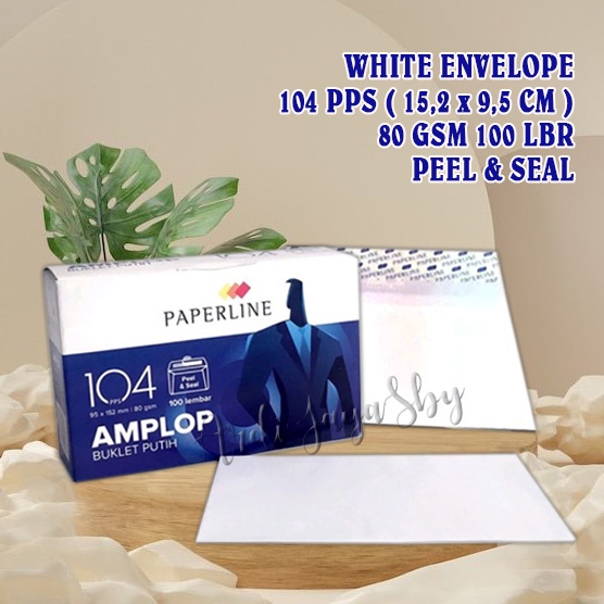 Jual Amplop PAPERLINE 104 PPS 80 Gsm I Putih Polos Tanggung (15,2 x 9,5 ...