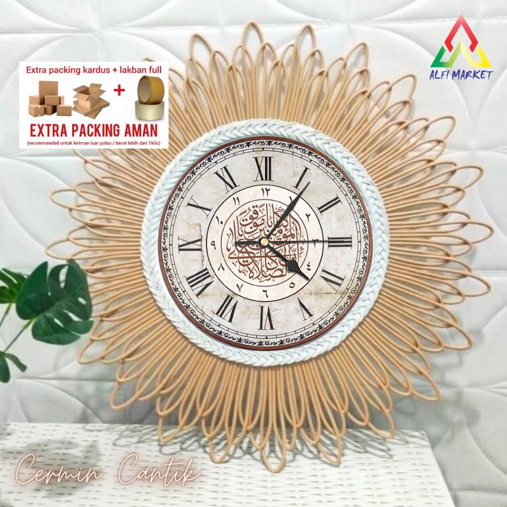 Jual Baru Jam Rotan Cantik | Jam Dinding Rotan | Aesthetic Clock | Jam ...