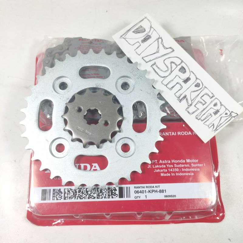 Jual gear set paket komplit gear rantai Honda karimas Suprax 125 Kirana