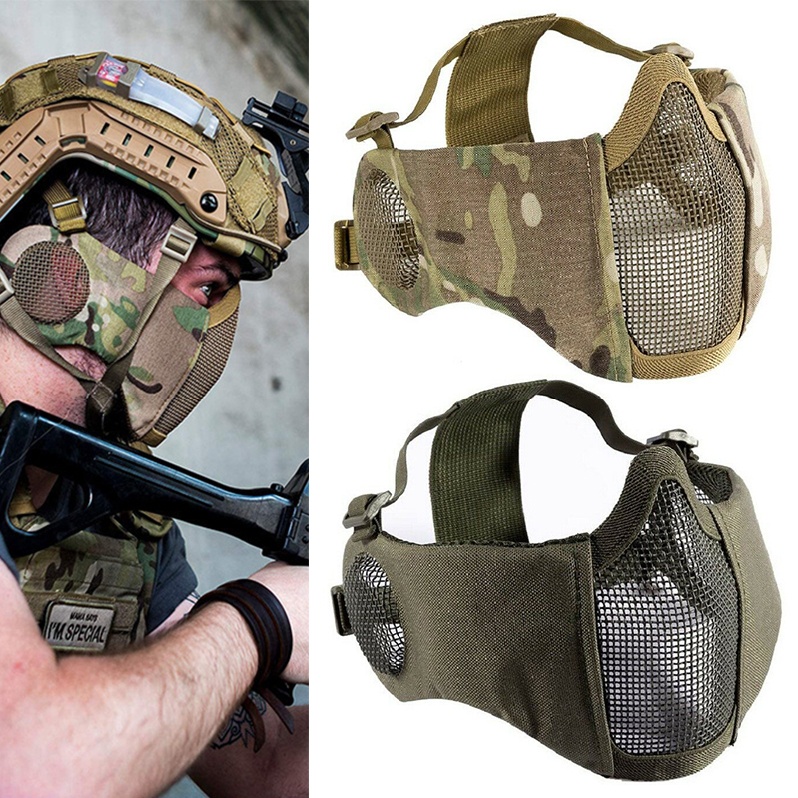 Jual Athenaa Outdoor Foldable Half Face Airsoft Steel Wire Mesh Mask