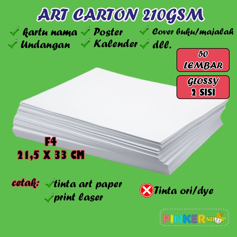 Jual Kertas Art Carton Art Paper 210 Gsm F4 Isi 50 Lembar Art Karton