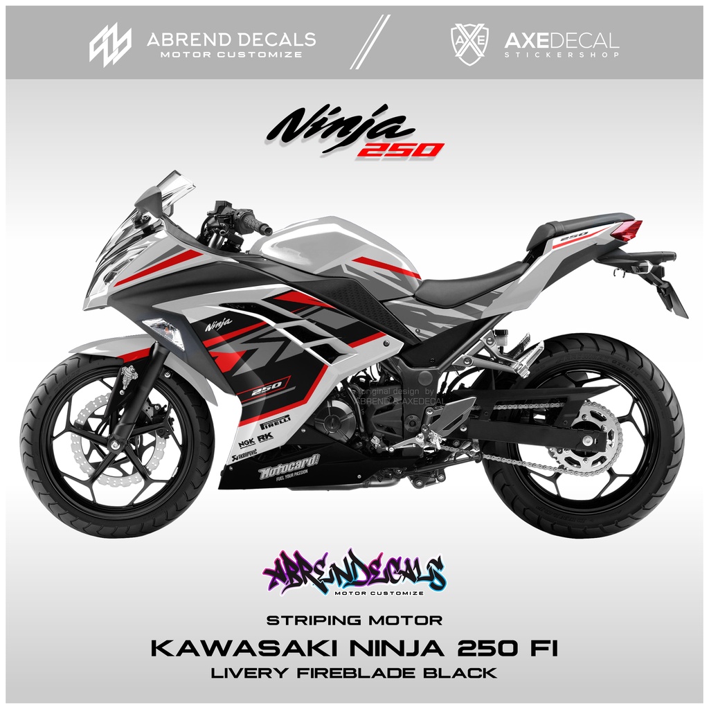 Jual STIKER MOTOR NINJA 250 FI LIVERY FIREBLADE RACING / STRIPING NINJA