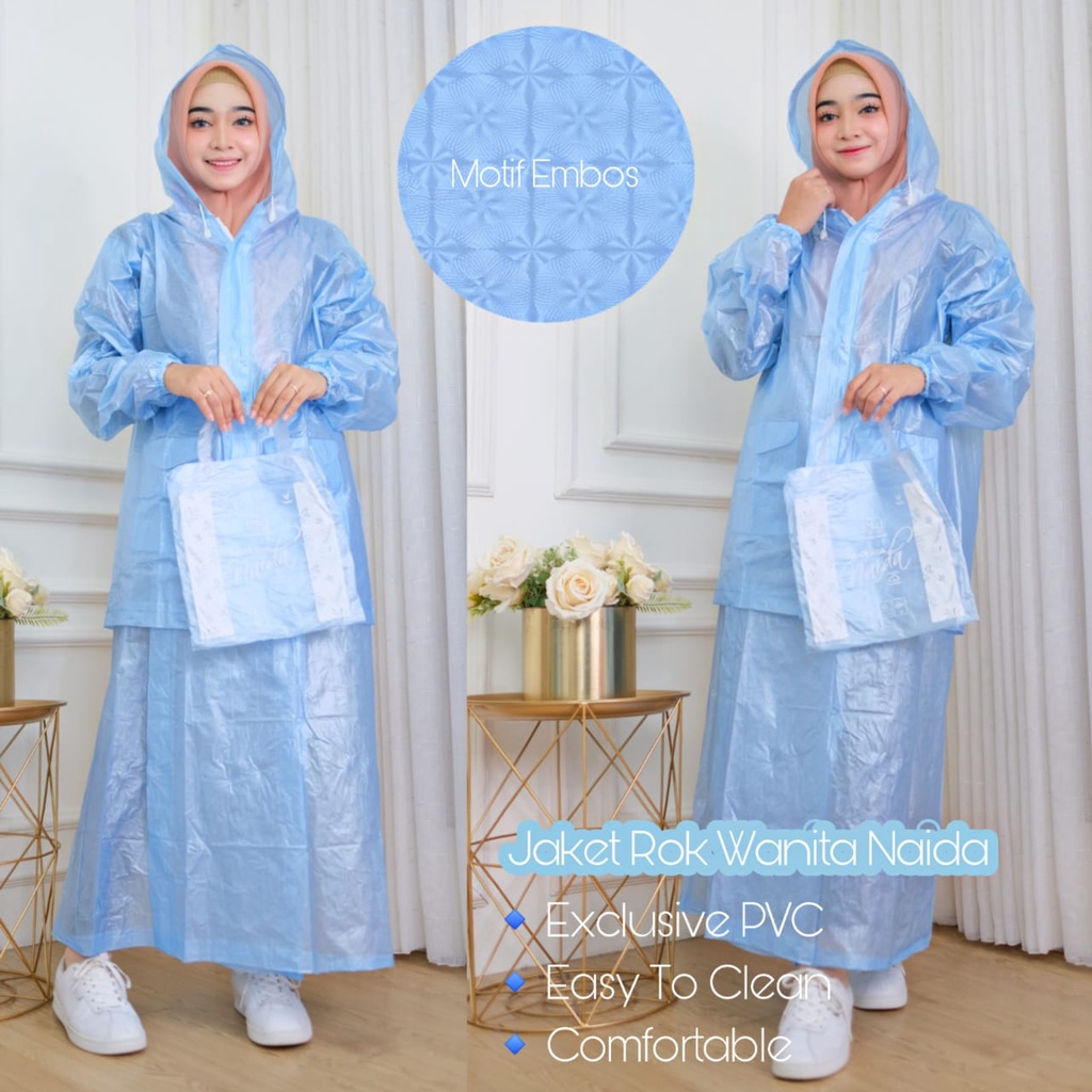 Jual Biru Jas Hujan Rok Dewasa Setelan Rok Naida Jaket Rok | Shopee ...