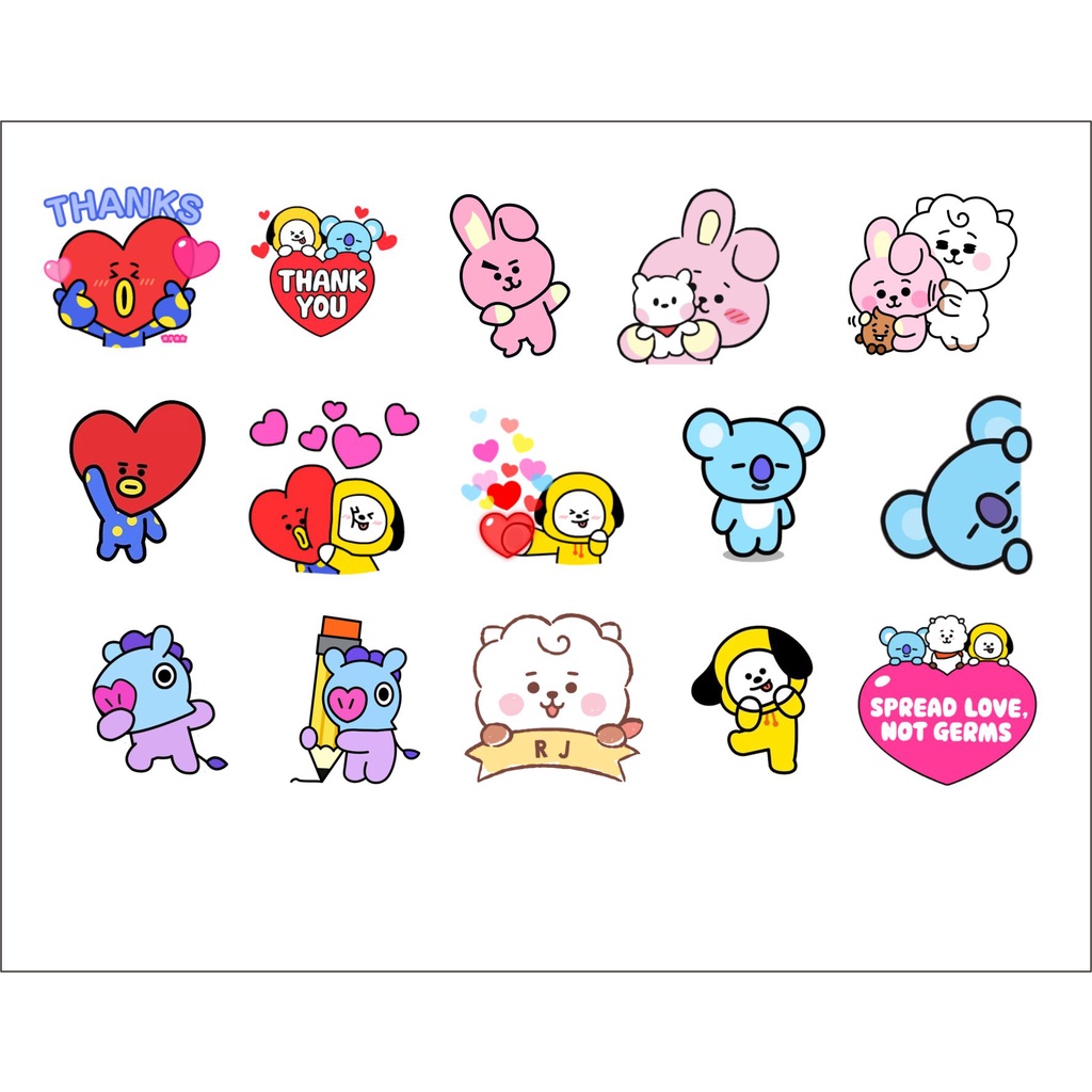 Jual stiker bt21 isi 15 pcs | Shopee Indonesia