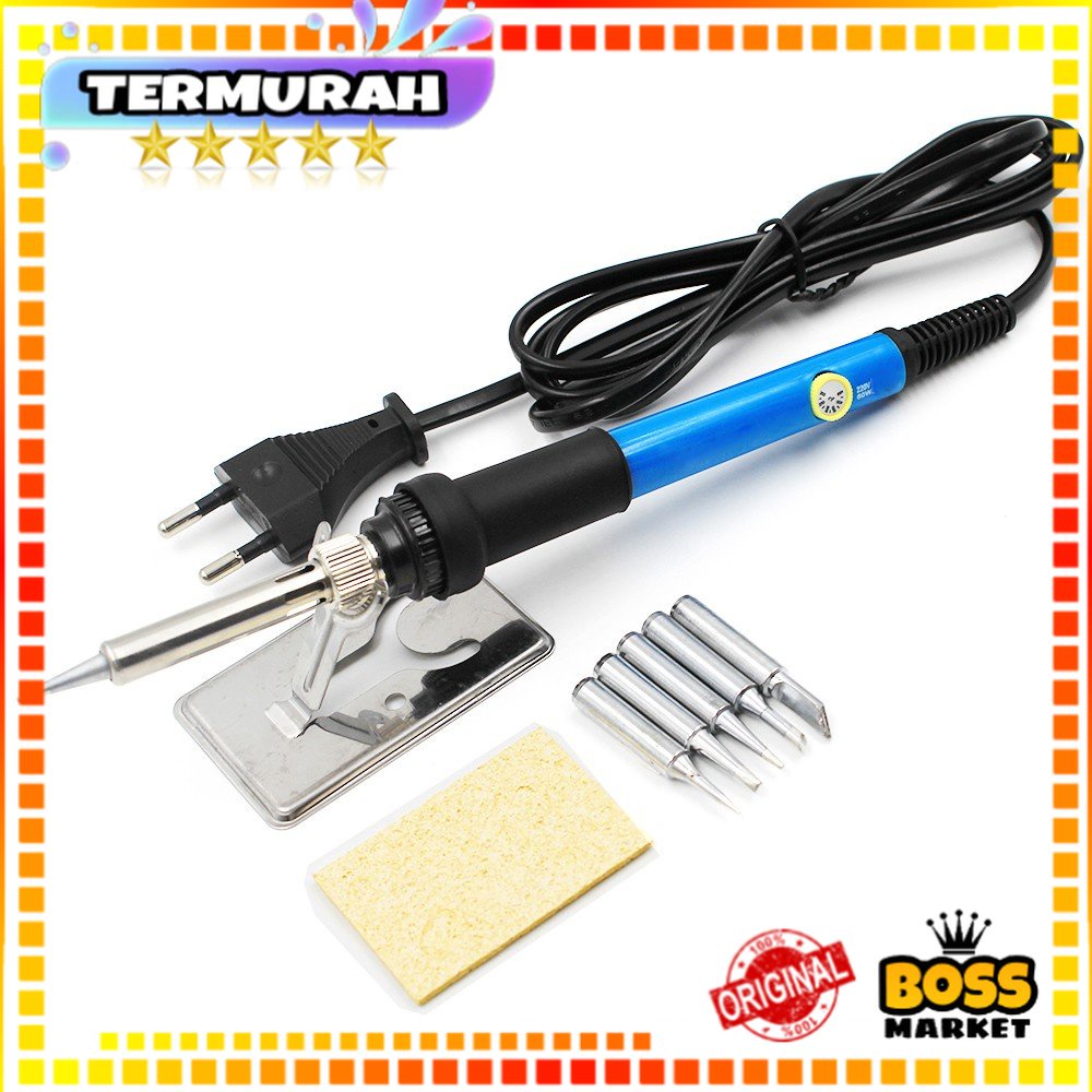 Jual Solder Listrik Iron Adjustable Temperature W Cs Taffware Blue Black Shopee