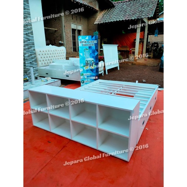 Jual Dipan Tempat Tidur minimalis laci 6 dan Rak duco (dipan jati,dipan ...