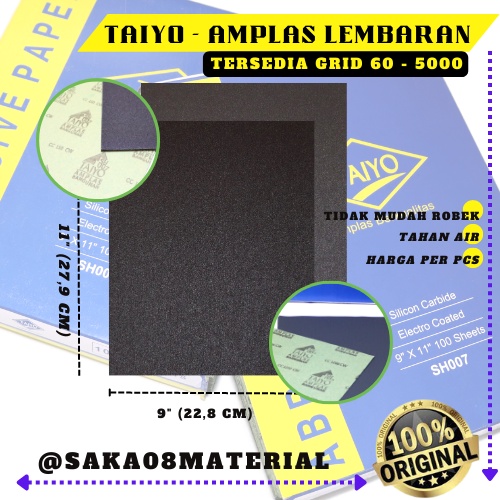 Jual Promo Amplas Taiyo Amplas Duco Lembaran Halus Kasar Anti Air Grit ...