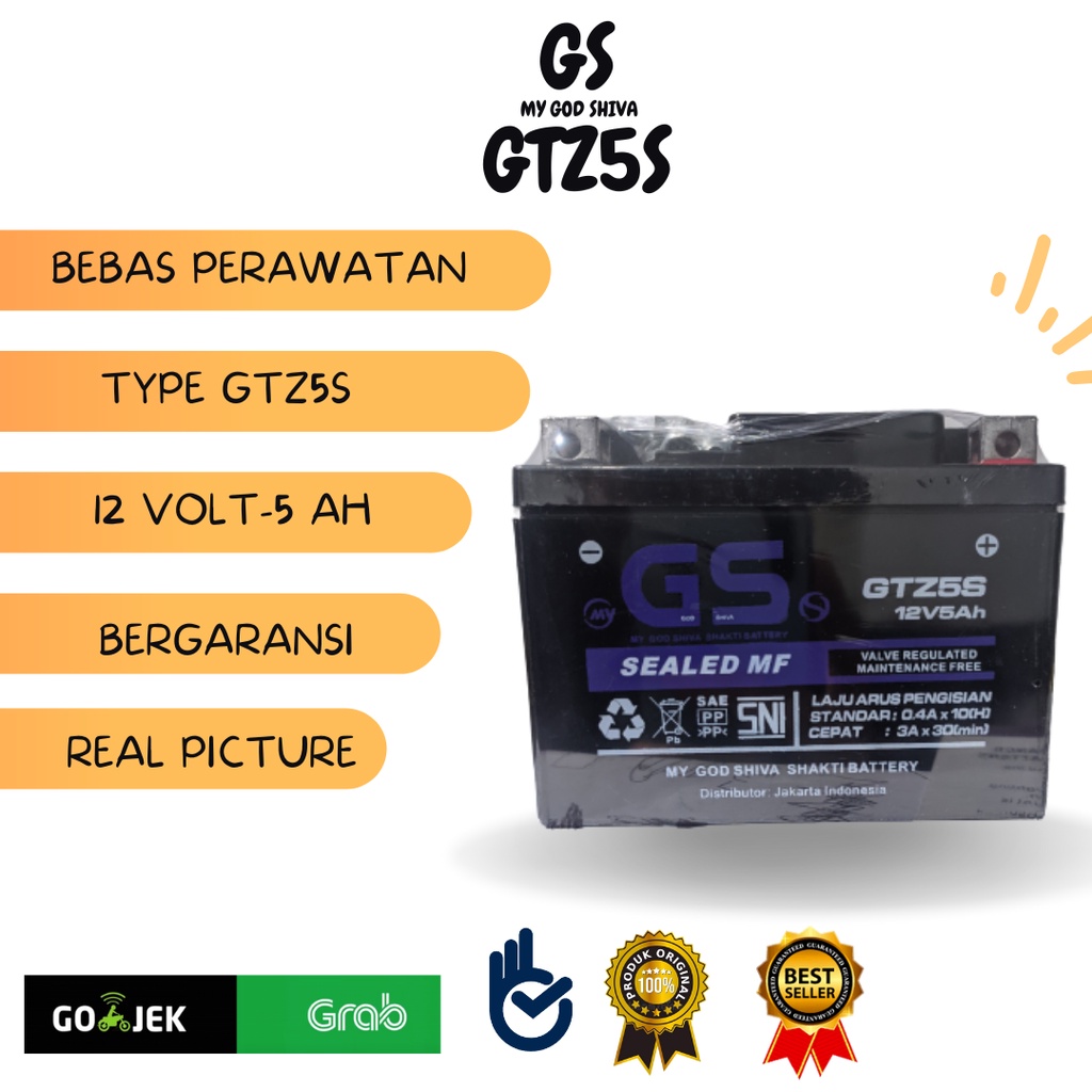 Jual aki motor kering merk gsj gtz5s Spacy, Blade, Genio, Kharisma